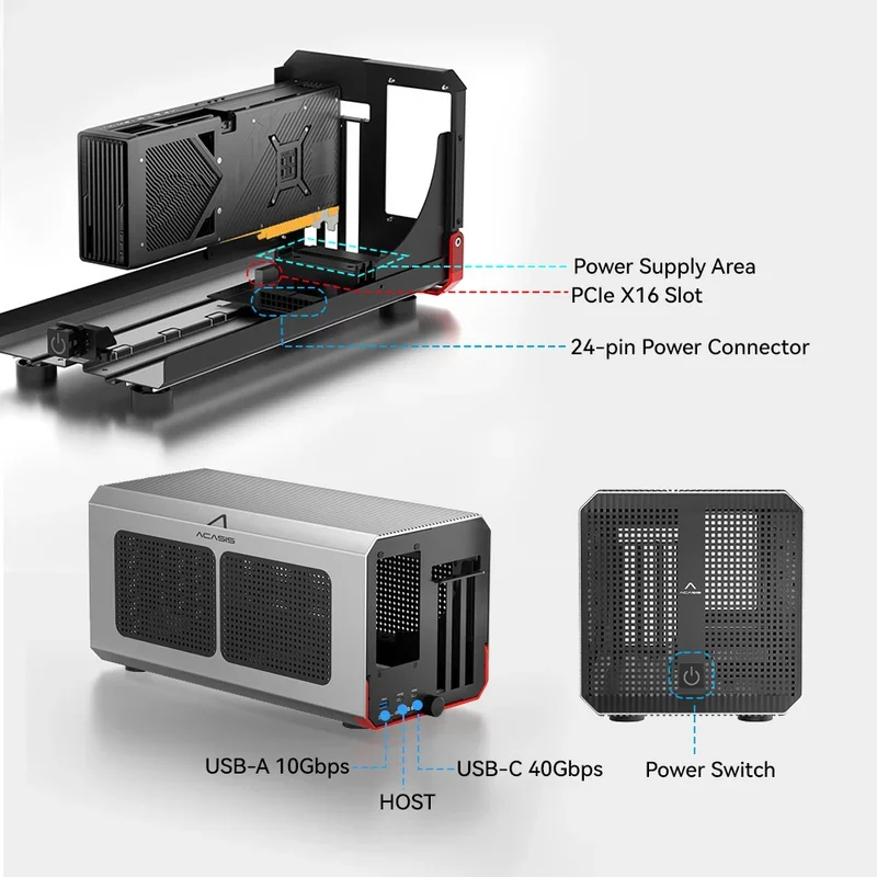 Acasis 40Gbps eGPU 케이스, 24핀 전원 - Thunderbolt 4 External Gpu Enclosure 리뷰 및 가격